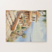 Mittelmeerstädtchen Wasserfarbe Puzzle (Horizontal)
