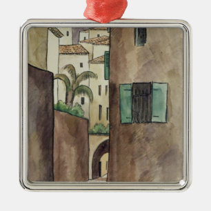 Mittelmeerstraße und Häuser Ornament Aus Metall