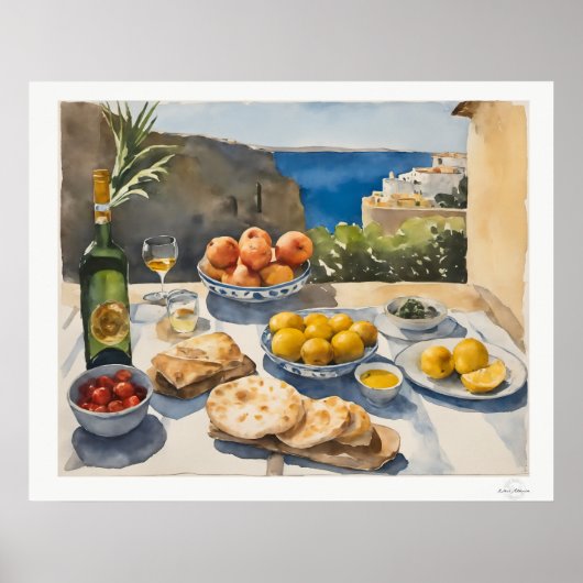 Mittelmeertafel-Leinwand, Küsten-Dining Poster (Vorne)