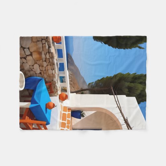 Mittelmeerterrasse Fleecedecke (Vorderseite (Horizontal))