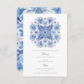 Mittelmeerwasserfarbe Brautdusche Einladung (Vorne/Hinten)