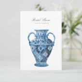 Mittelmeerwasserfarbe Brautdusche Einladung (Stehend Vorderseite)