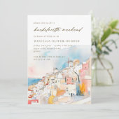 Mittelmeerziel Bachelorette Wochenende Einladung (Stehend Vorderseite)