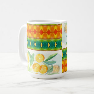 Mittelmeerzitrus Freude. Orange und Zitronen Kaffeetasse
