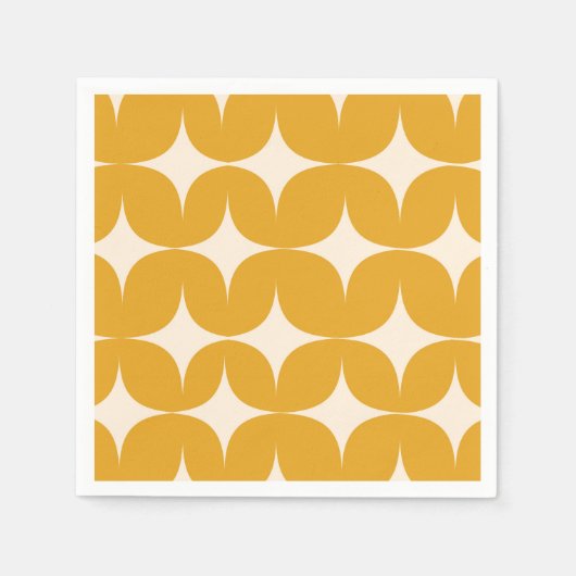 Mittelmoderne Beige Sternenexplosionen auf Orange Serviette (Vorderseite)