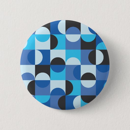 Mittelmoderne Halbkreise Blau Türkis Button (Vorderseite)