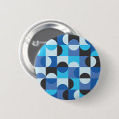 Mittelmoderne Halbkreise Blau Türkis Button (Vorne & Hinten)