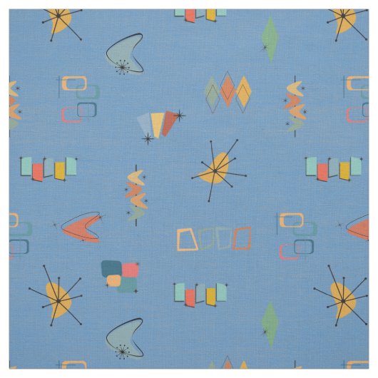 Mittelmoderne Texturiert Mittelblau Stoff (Muster)