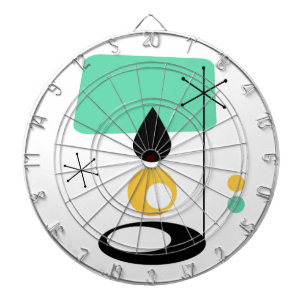 mittelmodernes Lampendesign blau Gold Dartscheibe