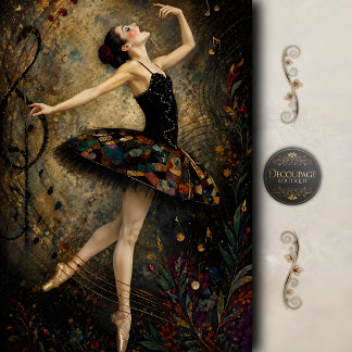 Mittelnacht-Melodie-Ballerina-Decoupage Seidenpapier