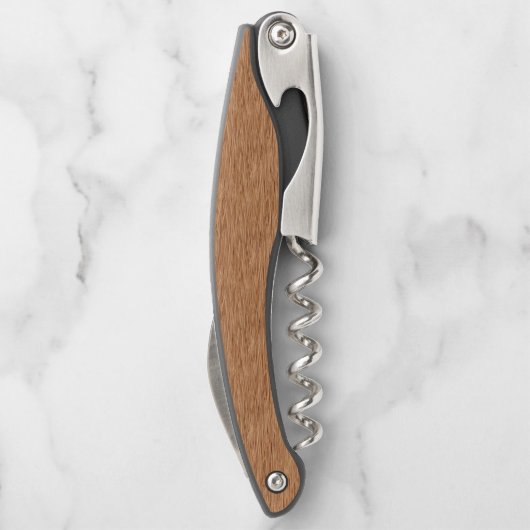 Mitteloakbraun, klassisch Chic Holz Grain Muster Kellnermesser (Rückseite)