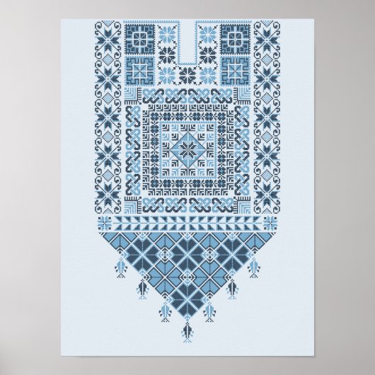 Mittelost-Arabische Moderne Niedlich Blue Tatreez Poster (Vorne)
