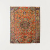 Mittelpersisch Qum Orange Yellow Green  Wandteppich (Vorderseite)