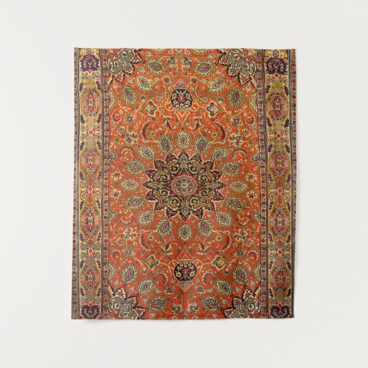 Mittelpersisch Qum Orange Yellow Green Wandteppich (Vorderseite)