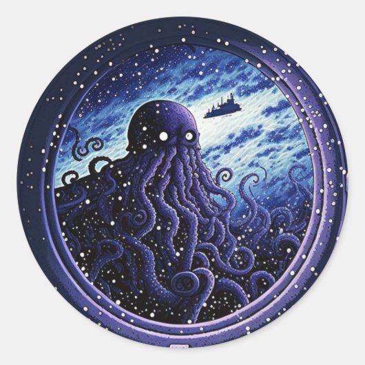 Mittelreise Monsters Porthole Serie Runder Aufkleber (Vorderseite)