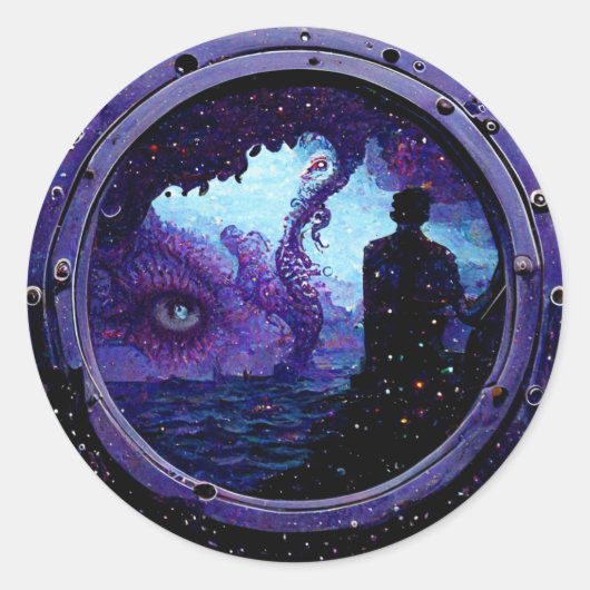 Mittelreise Monsters Porthole Serie Runder Aufkleber (Vorderseite)