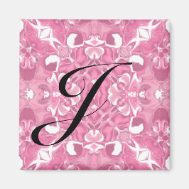 Mittelrosa Kaleidoskop Muster #1 Monogramm Magnet