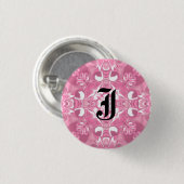 Mittelrosa Kaleidoskop Muster #2 Monogramm Button (Vorne & Hinten)