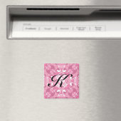 Mittelrosa Kaleidoskop Muster #2 Monogramm Magnet (In Situ (Geschirrspüler))