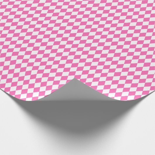 Mittelrosa und weißes Harlequin Wrapping Paper Geschenkpapier (Ecke)