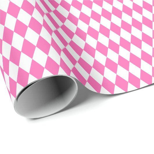 Mittelrosa und weißes Harlequin Wrapping Paper Geschenkpapier (Rolleneckpunkt)