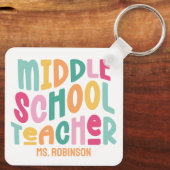Mittelschullehrer | Benutzerdefiniertes farbiges R Schlüsselanhänger (Rückseite)