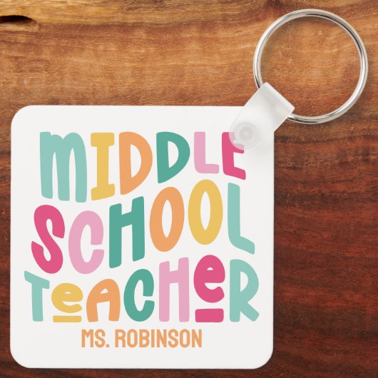 Mittelschullehrer | Benutzerdefiniertes farbiges R Schlüsselanhänger (Rückseite)