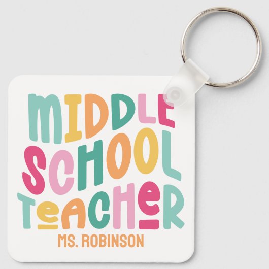 Mittelschullehrer | Benutzerdefiniertes farbiges R Schlüsselanhänger (Rückseite)