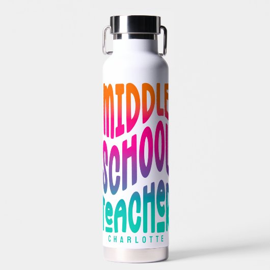 Mittelschullehrer farbenfroh Ombre Trinkflasche (Vorne)
