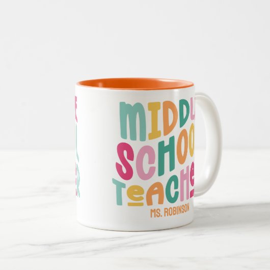 Mittelschullehrer | Farbenfrohe Retro Zweifarbige Tasse (VorderseiteRechts)