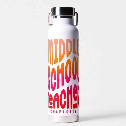 Mittelschullehrer Red Orange Gradient Trinkflasche (Vorne)