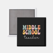 Mittelschullehrer Retro Groovy Happy First Day Magnet (Vorderseite/Rückseite)