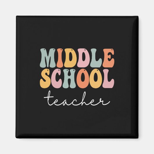 Mittelschullehrer Retro Groovy Happy First Day Magnet (Vorne)