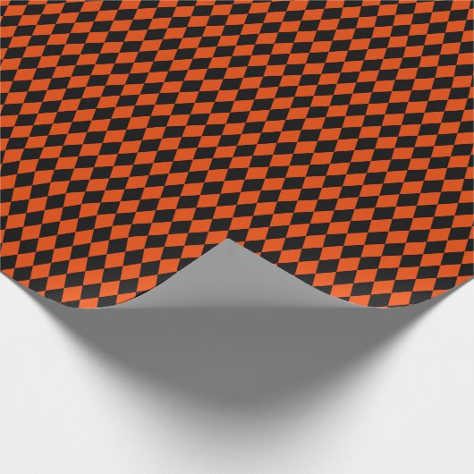 Mittelschwarz und hell Orange Harlequin Geschenkpapier (Ecke)