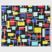 Mittelschwere Vibe Retro Schwarz Rot Blau Farbblöc Geschenkpapier (Flach)