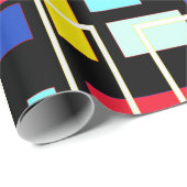 Mittelschwere Vibe Retro Schwarz Rot Blau Farbblöc Geschenkpapier (Rolleneckpunkt)