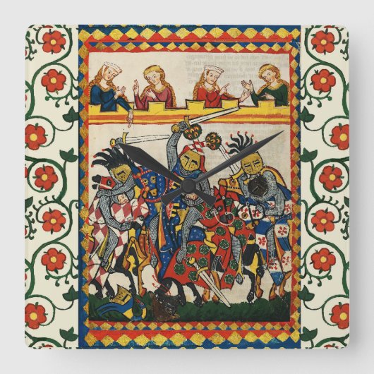 MITTELSTADT, BEKÄMPFUNG VON KNIGHTS UND DAMSELN QUADRATISCHE WANDUHR (Vorderseite)