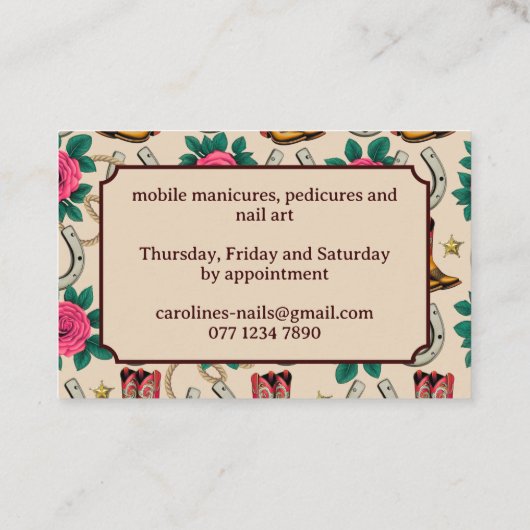 Mittelwest-Princess-Nägel / Haar / Schönheit / Mod Visitenkarte (Rückseite)