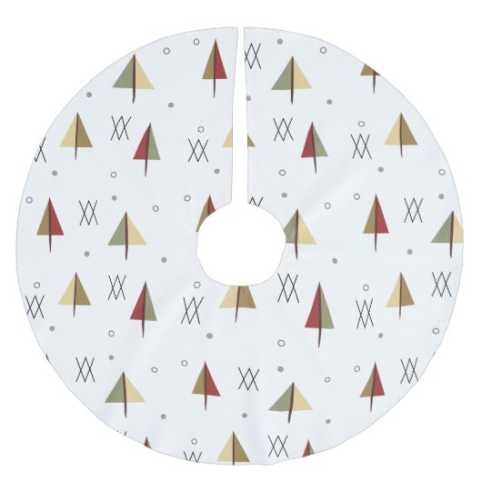 Mitten im Jahrhundert Snowy Forest Polyester Weihnachtsbaumdecke (Vorderseite)