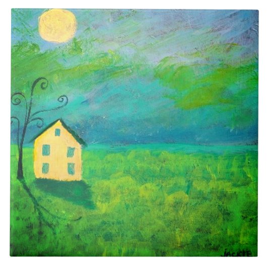 Mitten im Nirgendwo Abstrakte Malerei Fliese (Vorderseite)