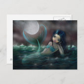 Mitten im sanften Meer, Meerjungfrau Fantasie Art Postkarte (Vorne/Hinten)
