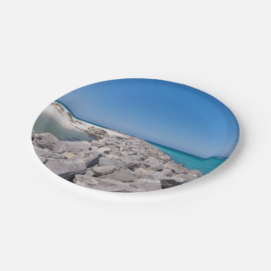 Mitten in der Muschel Jetty Paper Teller (Schrägansicht)