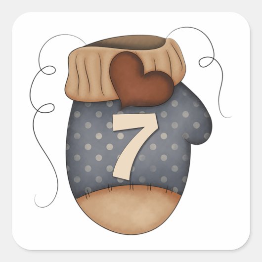 Mitten Nummer sieben Quadratischer Aufkleber (Vorderseite)