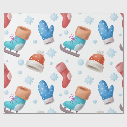 Mitten, Skate und Hutwurfpapier Geschenkpapier (Flach)