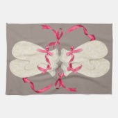 Mitten Spitzen elegantes Winterband pink Creme Geschirrtuch (Horizontal)
