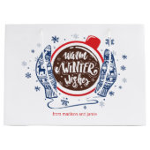 Mitten und Kakao warme Winter wünscht Urlaub Große Geschenktüte (Vorderseite)