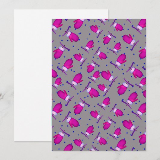 Mittens retro_grau feiertagskarte (Vorne/Hinten)