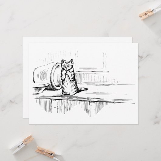 Mittens the Kitten (Scaredy Cat) (Beatrix Potter) Karte (Vorderseite/Rückseite Beispiel)