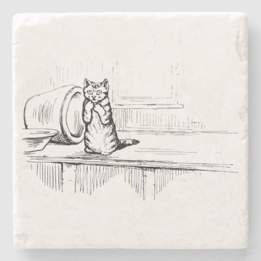 Mittens the Kitten (Scaredy Cat) (Beatrix Potter) Steinuntersetzer (Vorderseite)