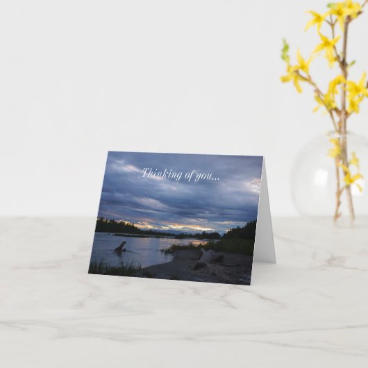 Mitternacht Alaska Sunset Denken Sie an Sie Karte (Gelbe Blume)